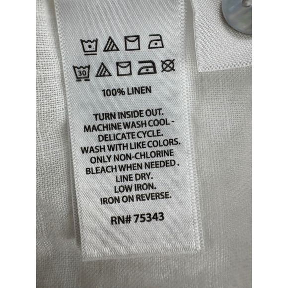 Christian Siriano New York Button Down Shirt Mens L Linen White Tunic Beach - Picture 8 of 10